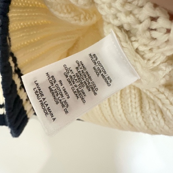 Vineyard Vines Women XS Wool Blend Tipped Island Fisherman Mock Neck Sweater - Picture 3 of 4